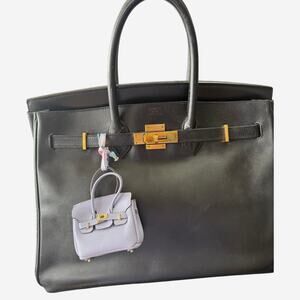 Luxury Bag Charm! Mini Leather Bag w/Mini Twilly*Adorable Functional Bag*Lilac